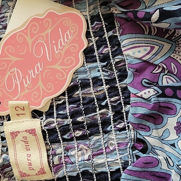 NWT Pura Vida Black, Blue, and Purple Patterned Dress - Picture 7 of 7